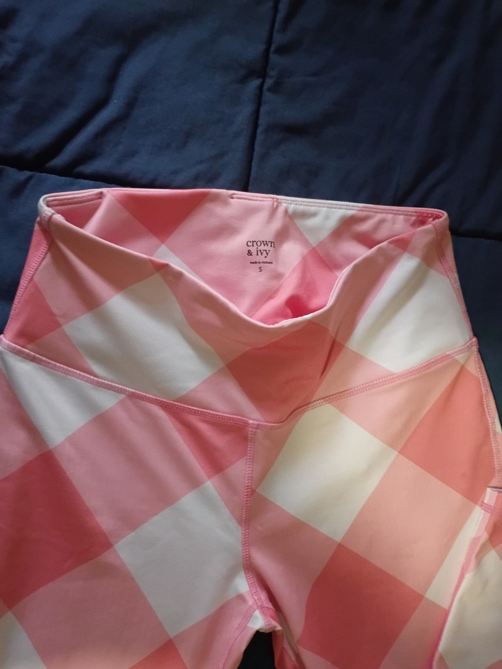 crown & ivy Pink and White Gingham Active Leggings